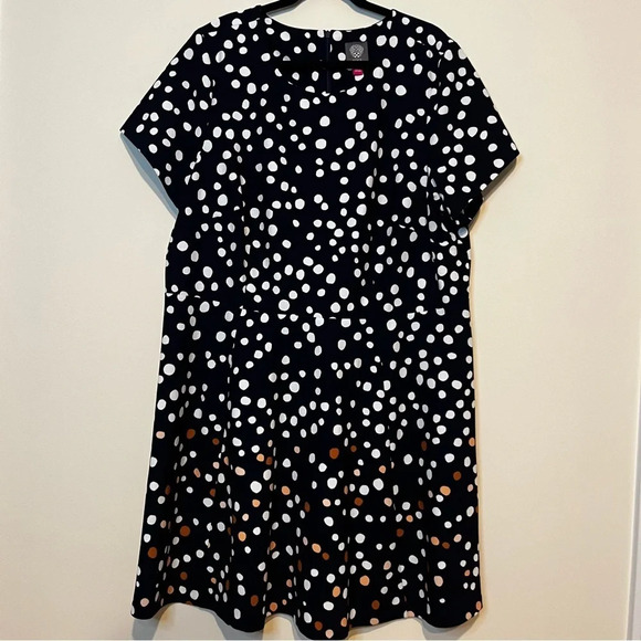 VINCE CAMUTO Polka Dot Vintage 50s Look Preppy Aline Skirt Minidress - Picture 4 of 13